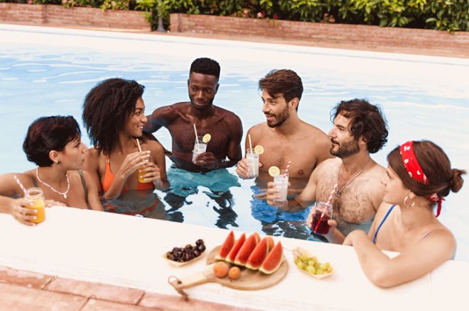 Diverse Friends Enjoying a Summer Pool Party
