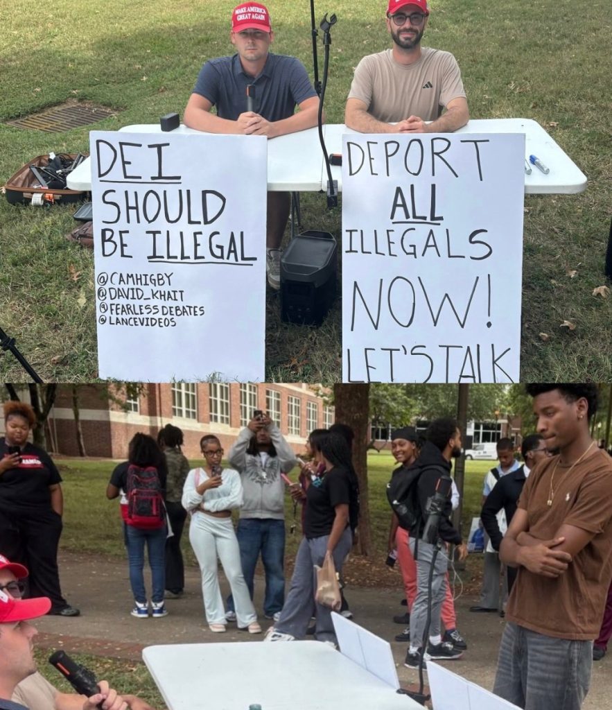 Maga Activists Invade HBCU Tennessee State With “DEI SHOULD BE ILLEGAL” Signs!